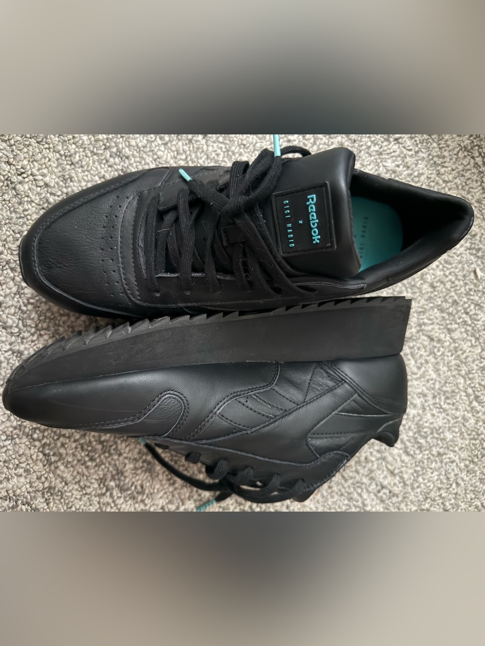 Reebok Classic platform Gigi Hadad black leather size 11
